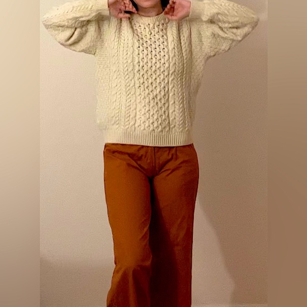 Vintage Carraig Don 100% Merino Wool Ivory Sweater